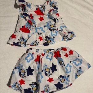 Bluey Patriotic Two-Piece Outfit Skirt and Top Set